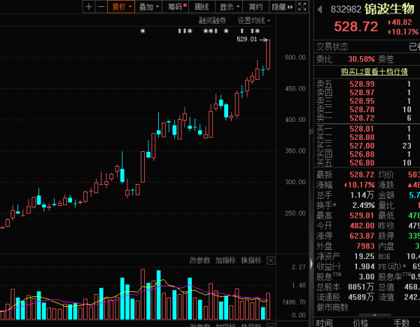 大业证券 新纪录，832982，北交所首只500元+！业绩连增股揭秘